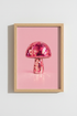 Disco Mushroom Print | Pink Retro Wall Art, Preppy Room Decor Aesthetic Poster