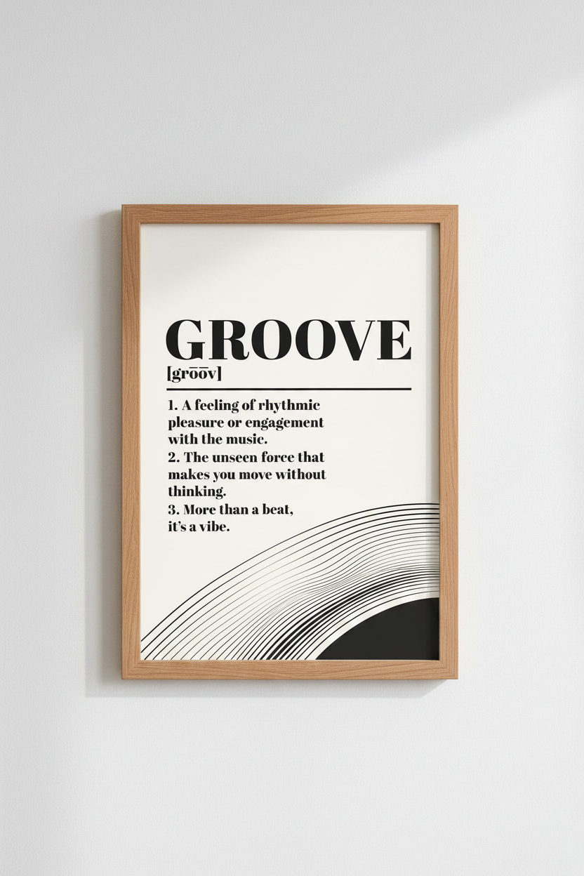 Groove Definition Wall Art | Music Room Decor | Retro Minimalist Poster
