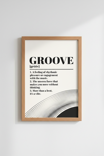 Groove Definition Wall Art | Music Room Decor | Retro Minimalist Poster