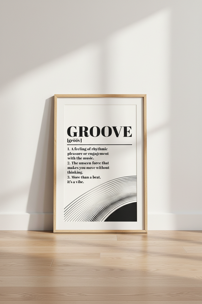 Groove Definition Wall Art | Music Room Decor | Retro Minimalist Poster