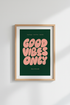 Good Vibes Only Wall Art Print | Retro Pink & Green Poster | Dorm Decor Aesthetic