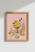 Citrus Kitchen Wall Art | Italian Summer Lemon Poster, Pink Dining Decor