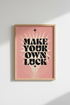 Retro Typography Print | Pink & Black Luck Quote Poster | Home Office Wall Art