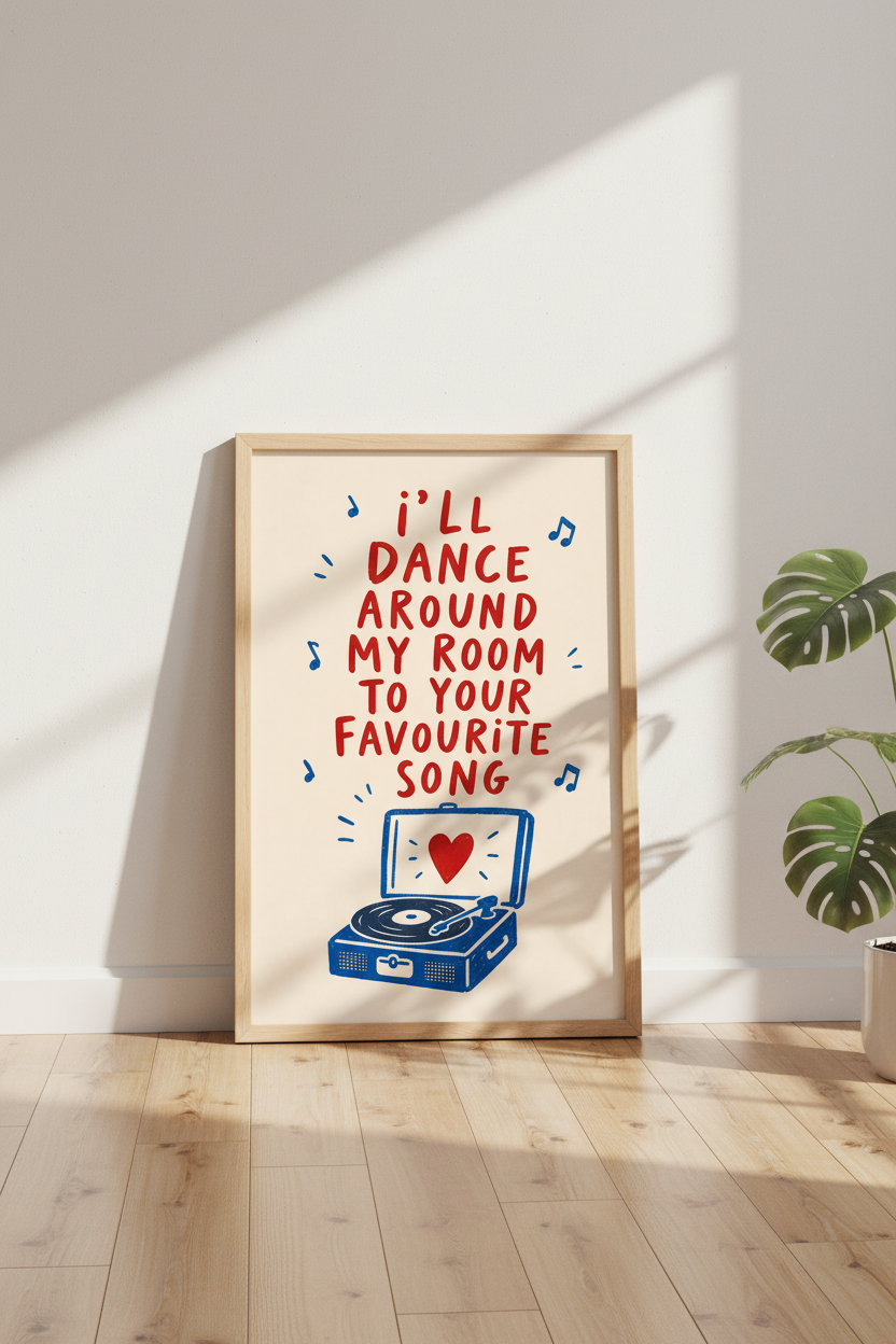 Dance Around My Room Music Art Print | Bedroom Decor | Retro Vinyl Poster