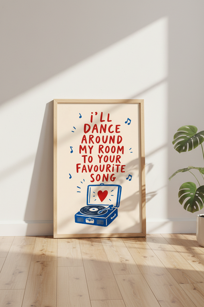 Dance Around My Room Music Art Print | Bedroom Decor | Retro Vinyl Poster