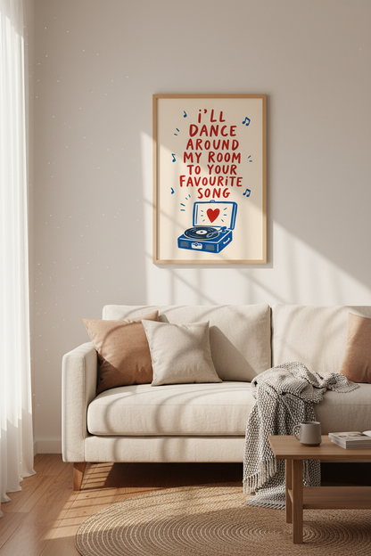 Dance Around My Room Music Art Print | Bedroom Decor | Retro Vinyl Poster