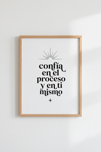Spanish Quote Wall Art | Trust The Process Poster, Minimalist Office Decor