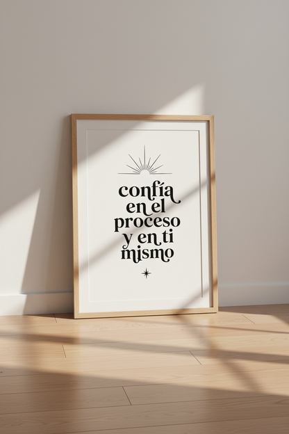 Spanish Quote Wall Art | Trust The Process Poster, Minimalist Office Decor
