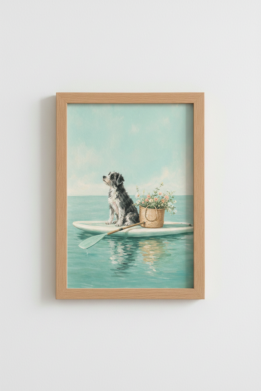 Coastal Dog Wall Art | Living Room Decor | Pastel Serenity Poster