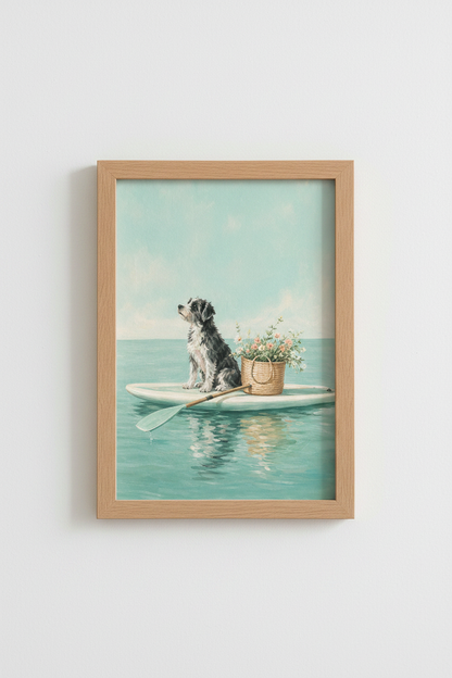 Coastal Dog Wall Art | Living Room Decor | Pastel Serenity Poster
