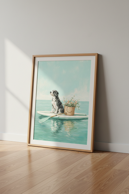 Coastal Dog Wall Art | Living Room Decor | Pastel Serenity Poster