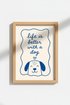 Dog Lover Wall Art Print | Blue Minimalist Puppy Poster | Modern Nursery Decor
