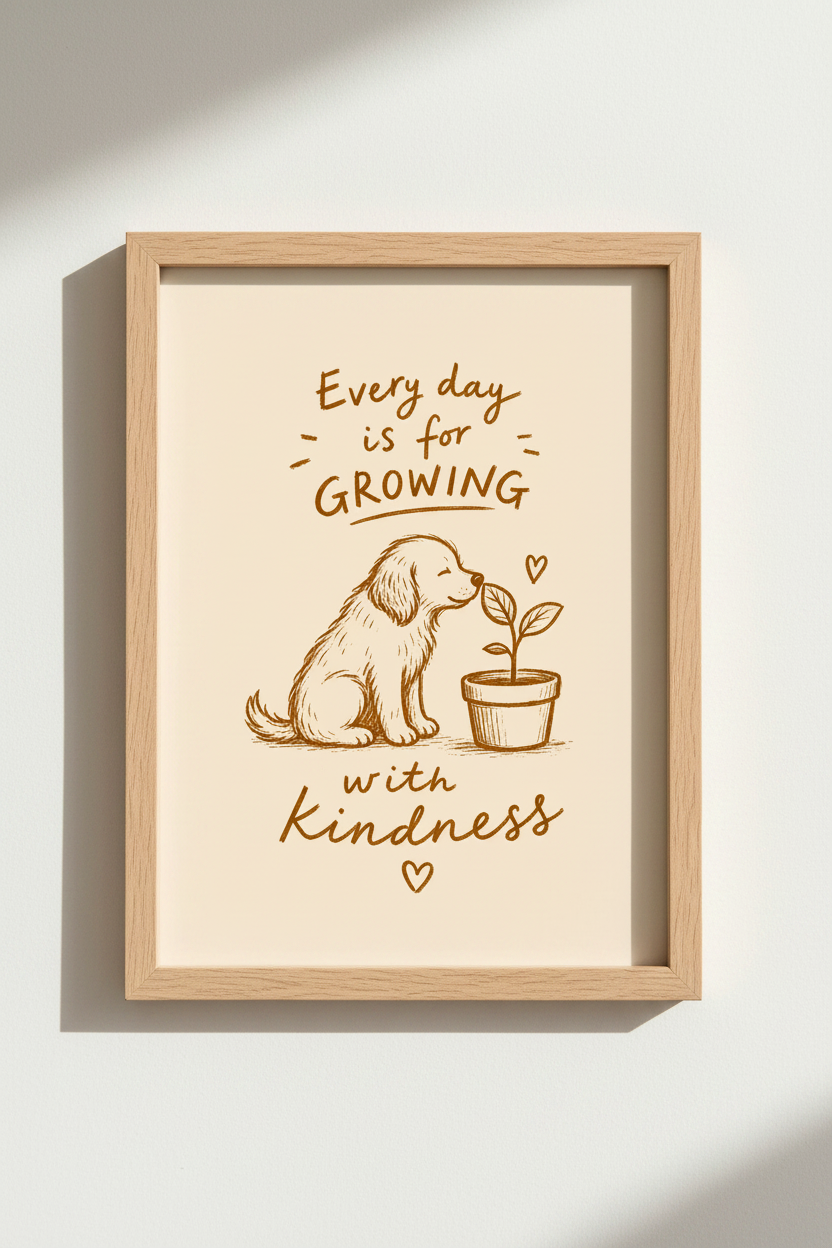 Puppy Nursery Wall Art | Vintage Sketch Dog Poster, Neutral Kids Room Decor