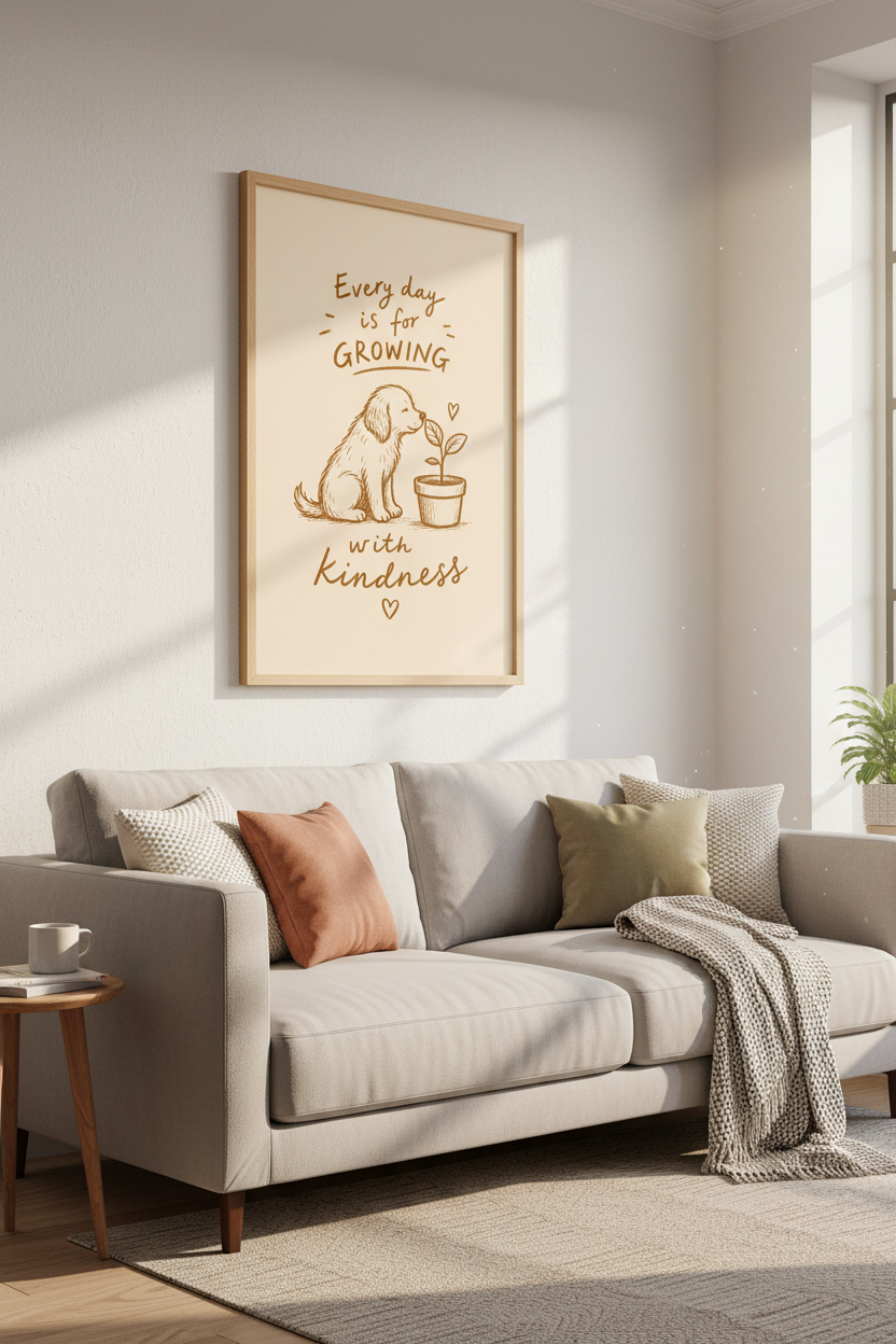 Puppy Nursery Wall Art | Vintage Sketch Dog Poster, Neutral Kids Room Decor