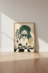 Cat Spa Day Wall Art | Green & Beige Retro Decor | Chic Skincare Poster
