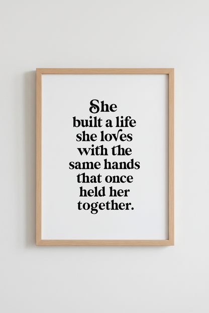 She Built a Life She Loves Wall Art Print | Office Decor | Minimalist Quote Poster