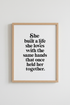 She Built a Life She Loves Wall Art Print | Office Decor | Minimalist Quote Poster