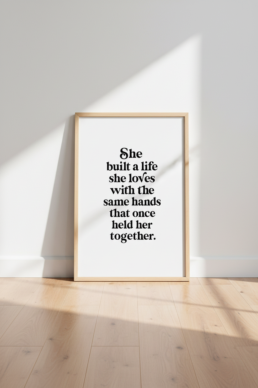 She Built a Life She Loves Wall Art Print | Office Decor | Minimalist Quote Poster