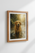 Golden Retriever Oil Painting | Rustic Gold Dog Print, Farmhouse Decor