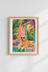 Golden Retriever Wall Art Print | Tropical Dog Poster | Colorful Coastal Decor