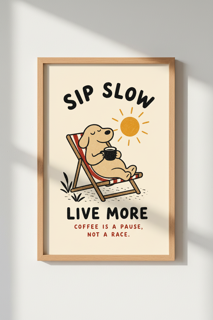Whimsical Coffee Wall Art Print | Living Room Decor | Cozy Poster