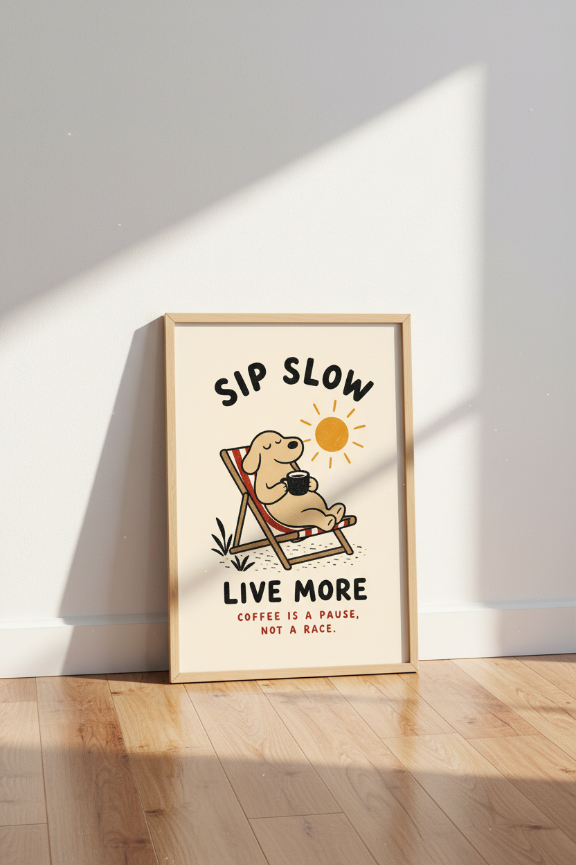 Whimsical Coffee Wall Art Print | Living Room Decor | Cozy Poster