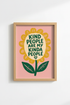Retro Flower Poster | Kind People Wall Art Print, Pink Aesthetic Dopamine Decor