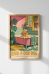 Dog Bathroom Wall Art | Golden Retriever Print, Retro Mid Century Modern Poster