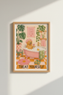 Golden Retriever Art Print | Funny Bathroom Decor | Preppy Pink Poster