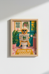 Funny Bathroom Dog Print | Golden Retriever Art | Colorful Quirky Poster
