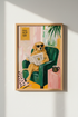 Golden Retriever Art Print | Funny Dog Reading Newspaper Poster | Colorful Eclectic Decor