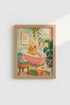 Golden Retriever Bathroom Art | Funny Dog in Bathtub Poster, Whimsical Wall Decor