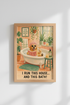 Funny Dog Bathroom Art | Golden Retriever Poster, Whimsical Bathroom Decor