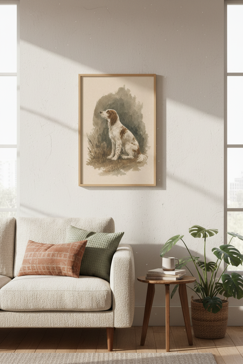 Watercolor Dog Print | Rustic Tones Decor | Boho Poster