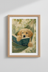 Puppy Dog Oil Painting | Golden Retriever Art, Nursery Wall Decor Poster
