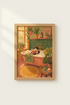 Cat in Bathtub Wall Art Print | Boho Bathroom Decor | Whimsical Maximalist Poster