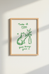 Cat Illustration Wall Art | Cute Kitten & Plants Poster | Sage Green Nursery Decor