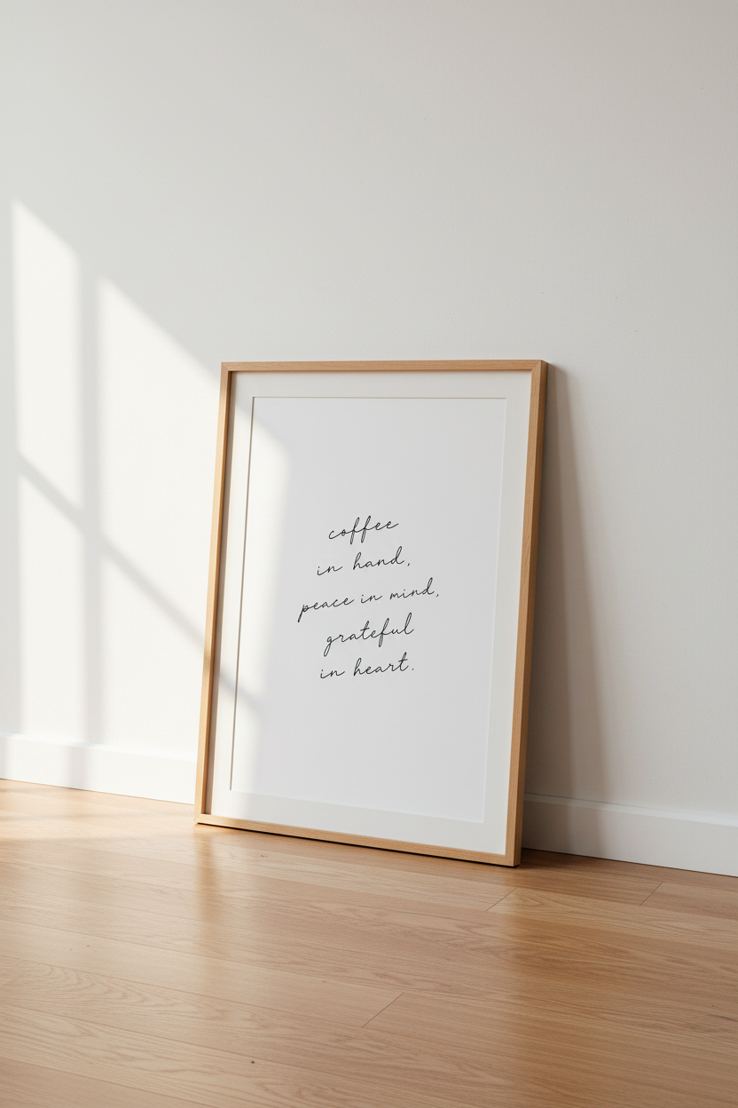 Coffee Quote Wall Art | Minimalist Script Poster, Kitchen &amp; Coffee Bar Decor