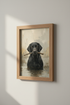 Black Lab Wall Art Print | Rustic Dog Oil Painting, Farmhouse Decor