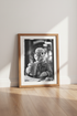 Duckling with Coffee Wall Art | Black and White Animal Print, Cafe Kitchen Decor