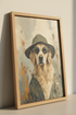 Golden Retriever Dog Oil Painting | Cool Animal Portrait, Neutral Living Room Decor