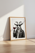 Cool Goat Drinking Wine Wall Art | Framed Animal Poster | Eclectic Bar Decor