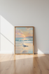 Seagull Beach Sunset Wall Art | Coastal Oil Painting, Pastel Decor Poster