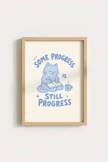 cute cat wall art | Pastel Illustration, Living Room Decor | Cozy Poster