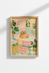 Golden Retriever Bathroom Art Print | Funny Dog Bath Decor | Preppy Pink Poster