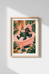Funny Bathroom Cat Wall Art | Pink Aesthetic Decor, Black Cat in Bathtub Poster