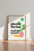 Plants Thrive Typographic Wall Art | Retro Pink & Green, Home Office Decor