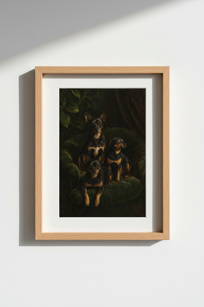 Boho Dog Wall Art Print | Living Room Decor | Rustic Poster
