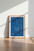 Champagne Bottle Blueprint Wall Art | Dom Perignon Poster, Blue Bar Decor