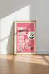 Smile Wave Nod Quote Print | Pink Retro Typography Poster, Aesthetic Room Decor